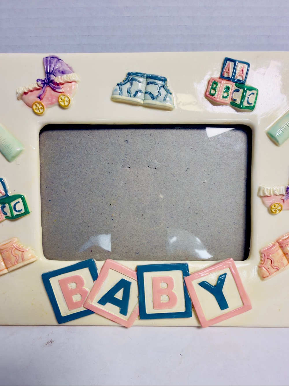 Baby Photo Frame with Pink and Blue Block Design
